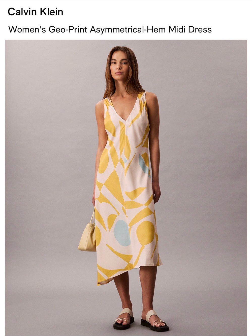 Calvin Klein Women's Geo-Print Asymmetrical-Hem Midi Dress